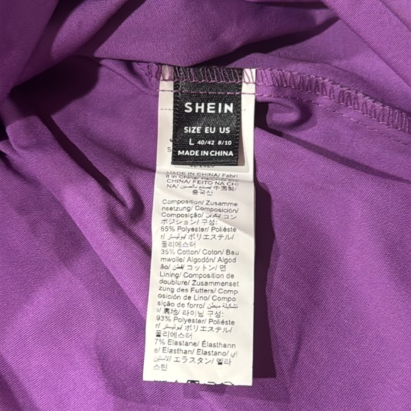 SHEIN Vibrant Purple Tiered Dress with Tie Neck - Picture 4 of 5